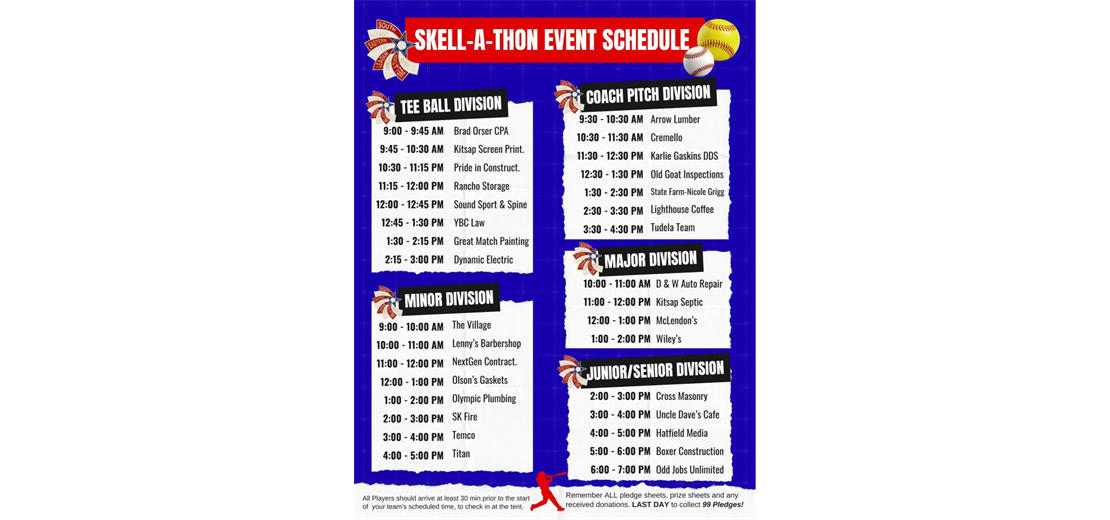 SKELL-A-Thon EVENT Schedule